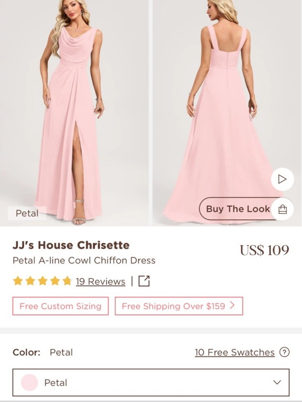 JJs House Petal Pink Cowl Neck Maxi Dress